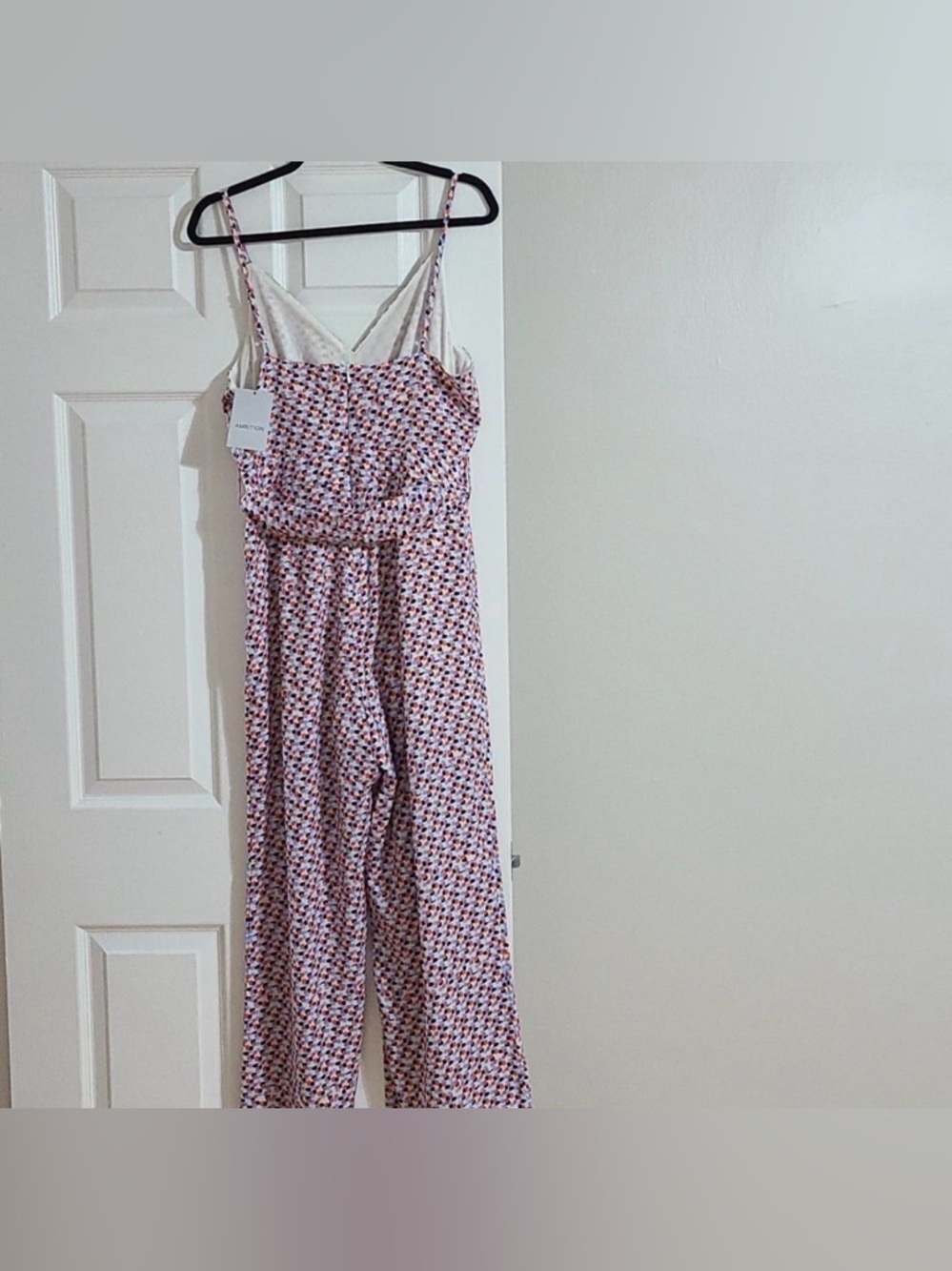 NWT Ambition Pink & Blue Printed Spaghetti-Strap Jumpsuit size Medium🌟🌸😎 - Picture 6 of 6